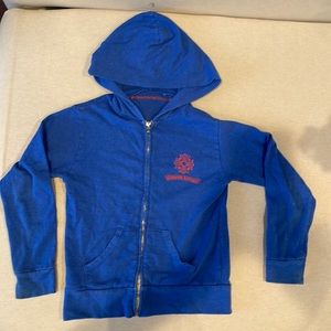 Chrome Hearts Size 8 Kids Hoodie with silver zipper pull in Bright Blue